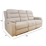 Diivan MIMI 3-kohaline elektriline recliner 208x93xH102cm, helehall Diivanid Diivanid