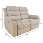 Diivan MIMI 2-kohaline elektriline recliner 153x93xH102cm, helehall Diivanid Diivanid