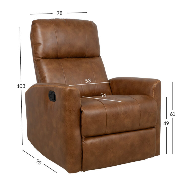 Tugitool DIEGO kiikuv ja pöörlev manuaalne recliner 78x95xH103cm, konjakipruun Elutoamööbel Recliner