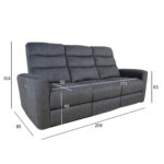 Diivan GASTON 3-kohaline elektriline recliner 206x85xH104cm, hall samet Diivanid Diivanid