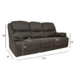 Diivan GORDY 3-kohaline manuaalne recliner 224x93xH106cm, hall Diivanid Diivanid