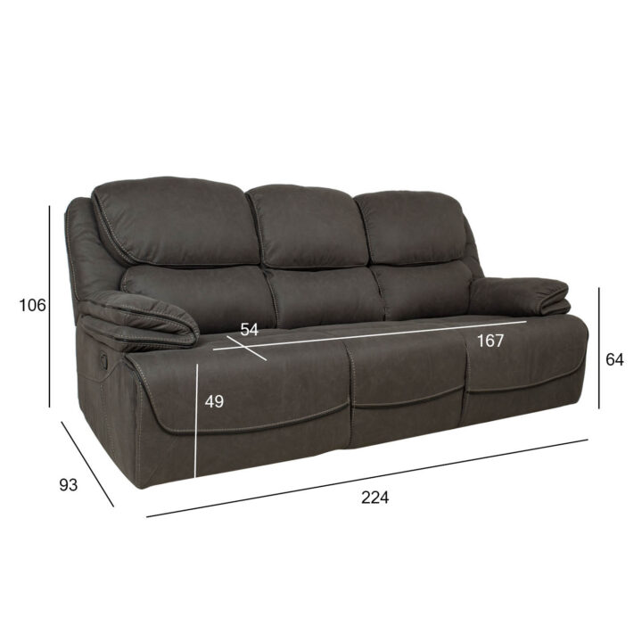 Diivan GORDY 3-kohaline manuaalne recliner 224x93xH106cm, hall Diivanid Diivanid