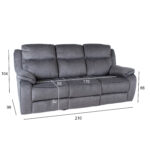 Diivan GENTRY 3-kohaline manuaalne recliner 210x98xH104cm, hall Diivanid 3+1 Diivanid 3+1