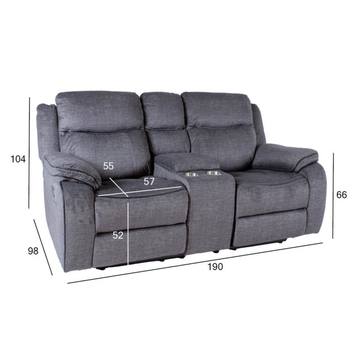 Diivan GENTRY 2-kohaline manuaalne recliner 190x98xH104cm, hall Diivanid 3+1 Diivanid 3+1