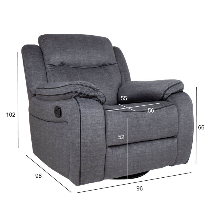 Tugitool GENTRY kiikuv ja pöörlev manuaalne recliner, hall Diivanid 3+1 Diivanid 3+1