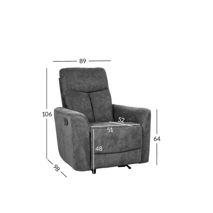 Tugitool GEMMA manuaalne recliner 89x98xH106cm, hall Elutoamööbel