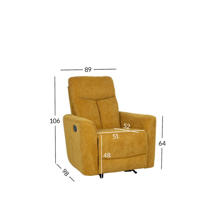 Tugitool GEMMA manuaalne recliner 89x98xH106cm, tumekollane Elutoamööbel