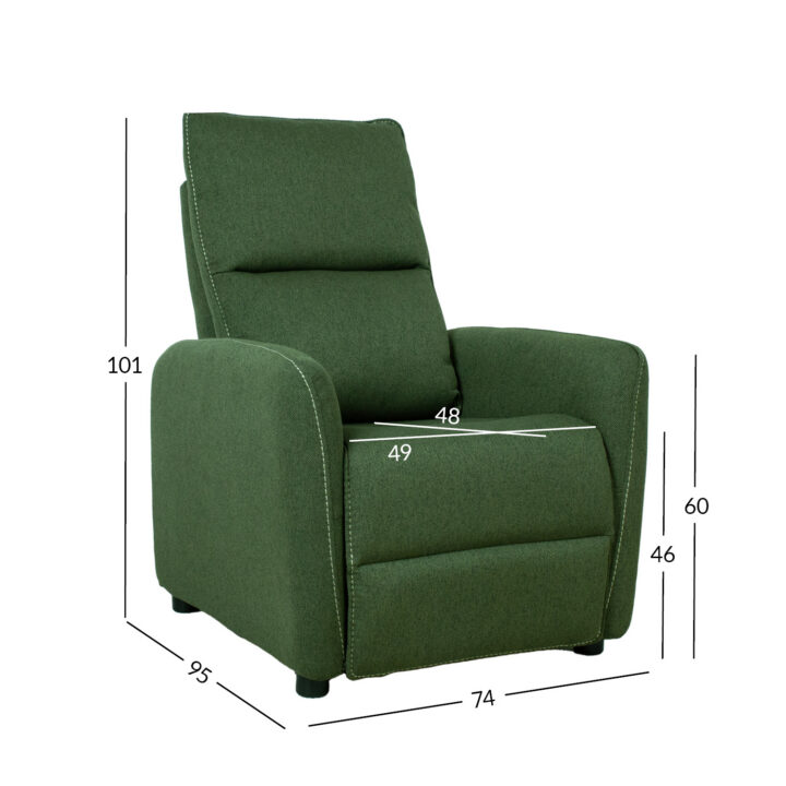 Tugitool ZAC push back recliner 74x95xH101cm, roheline Elutoamööbel