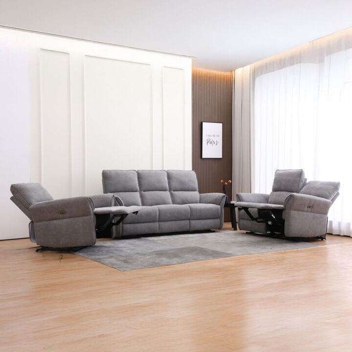 Diivan DAMIKA 2-kohaline elektriline recliner 143x92xH103cm, hall Diivanid