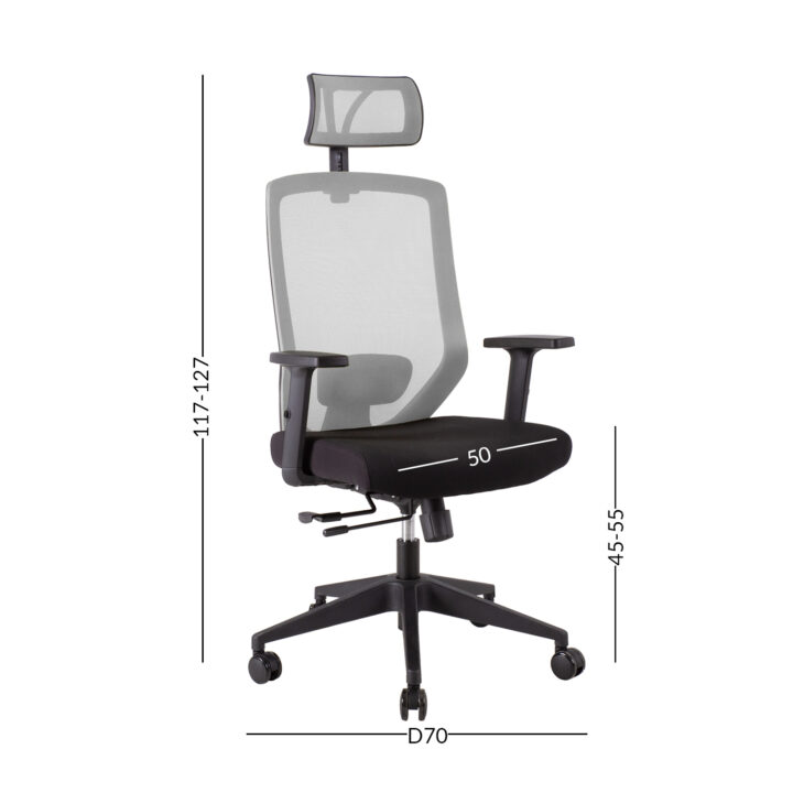Töötool JOY 64x64xH115-125cm, must/hall Arvutitoolid ja töötoolid Arvutitoolid ja töötoolid