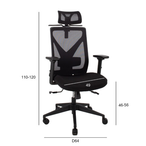 Töötool MIKE 64x65xH110-120cm, must Arvutitoolid ja töötoolid Arvutitoolid ja töötoolid