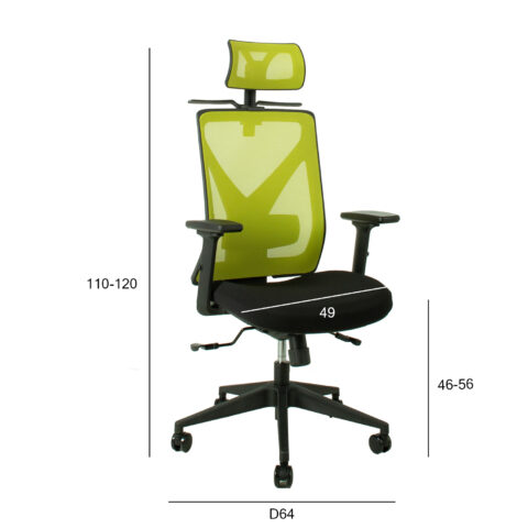 Töötool MIKE 64x65xH110-120cm, must/roheline Arvutitoolid ja töötoolid Arvutitoolid ja töötoolid