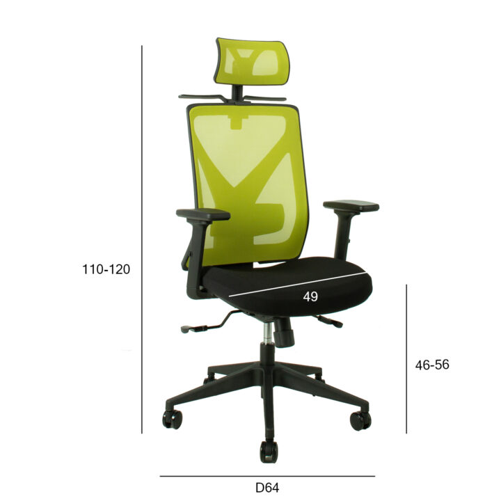 Töötool MIKE 64x65xH110-120cm, must/roheline Arvutitoolid ja töötoolid Arvutitoolid ja töötoolid