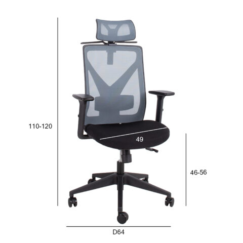 Töötool MIKE 64x65xH110-120cm, must/hall Arvutitoolid ja töötoolid Arvutitoolid ja töötoolid