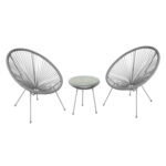 Rõdukomplekt COMO hall, laud D42xH45cm, 2 tooli 70x80xH36/83cm, teras, plastikpunutis Rõdukomplektid Esilehe tooted