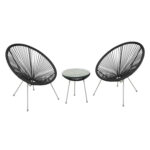 Rõdukomplekt COMO must, laud D42xH45cm, 2 tooli 70x80xH36/83cm, terasraam Rõdukomplektid Esilehe tooted
