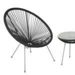 Rõdukomplekt COMO must, laud D42xH45cm, 2 tooli 70x80xH36/83cm, terasraam Rõdukomplektid Esilehe tooted