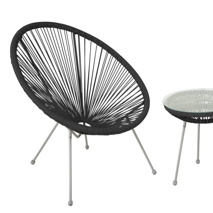 Rõdukomplekt COMO must, laud D42xH45cm, 2 tooli 70x80xH36/83cm, terasraam Rõdukomplektid Esilehe tooted