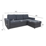 Nurgadiivanvoodi INGMAR 242×168/92xH92cm, tumehall Diivanid Diivanid