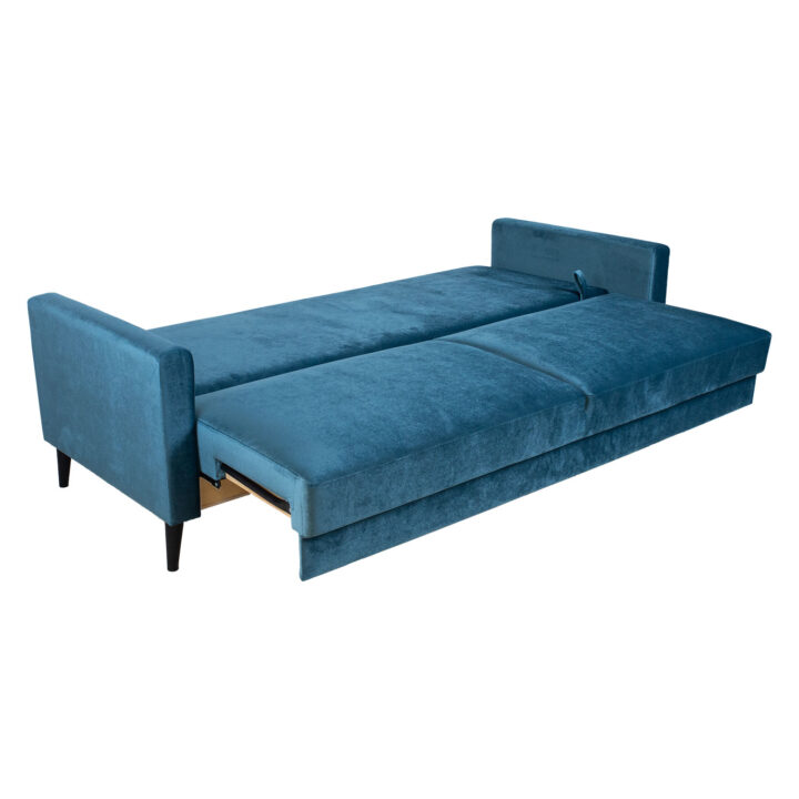 Diivanvoodi ANNA pesukastiga 222x86xH98cm, sinakasroheline samet Diivanid Diivanid