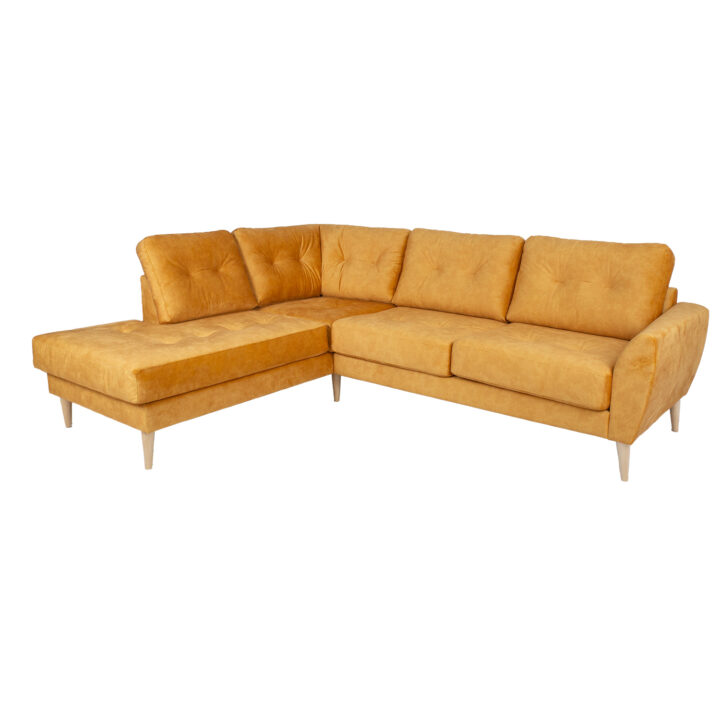 Nurgadiivan HEIVI VN 250×200/90xH90cm, kollane samet Diivanid Diivanid
