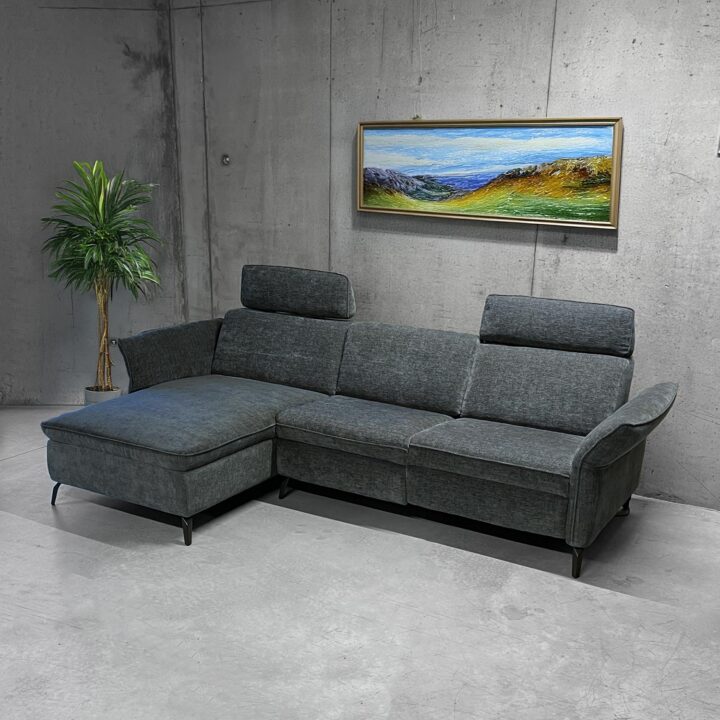 Nurgadiivan DAYTON VN, elektriline recliner 268×157/94xH100cm, tumehall Diivanid Diivanid