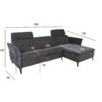 Nurgadiivan DAYTON PN, elektriline recliner  268×94/157xH100cm, tumehall Diivanid Diivanid
