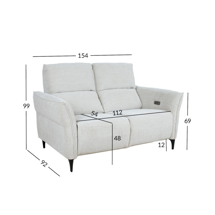 Diivan MIAMI 2-kohaline elektriline recliner 154x92xH99cm, helebeež Diivanid