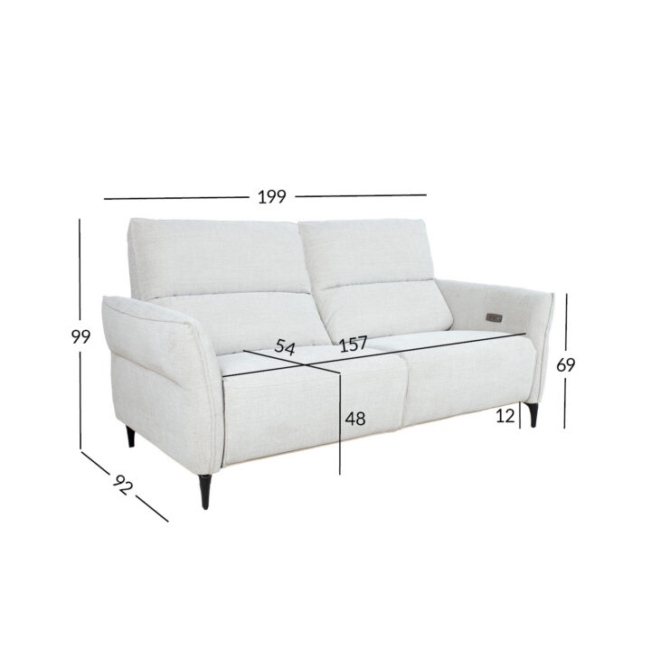 Diivan MIAMI 3-kohaline elektriline recliner 199x92xH99cm, helebeež Diivanid