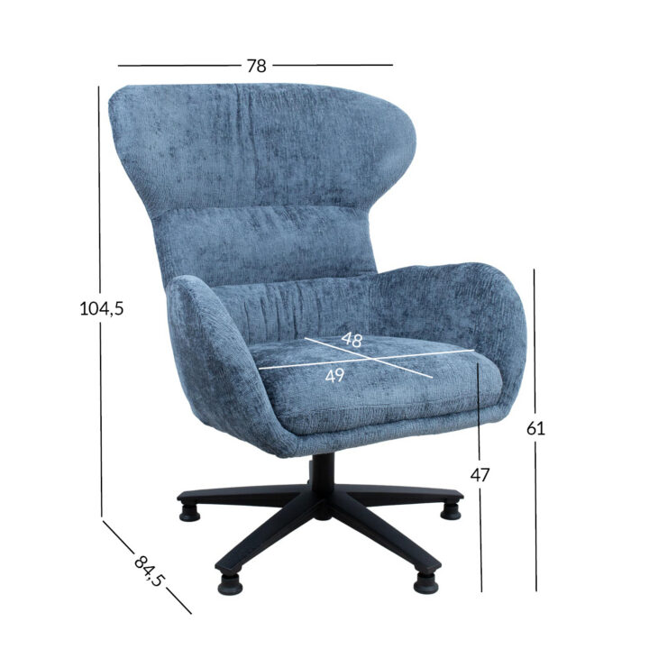 Tugitool KAROLINA 78×84,5xH104,5cm, sinine Elutoamööbel