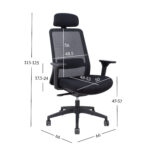 Töötool SANTO 66x66xH115-125cm, must võrkkangas Arvutitoolid ja töötoolid