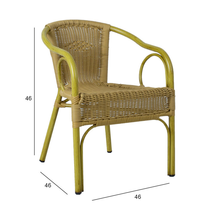 Tool BAMBUS käetugedega helepruun 56x63xH76cm, alumiiniumraam, plastikpunutis Aiatoolid ja aiapingid Aiatoolid ja aiapingid