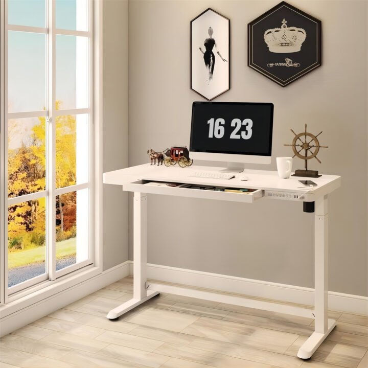 Töölaud ERGO 1-mootoriga 120x60xH72-121cm, valge Kontorimööbel ERGO