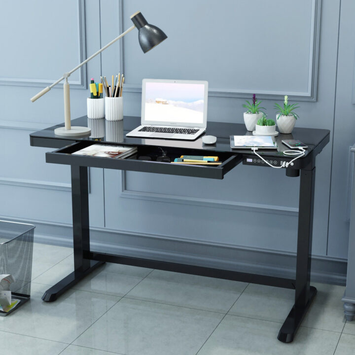 Töölaud ERGO 1-mootoriga 120x60xH72-121cm, must Kontorimööbel ERGO