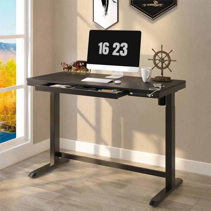 Töölaud ERGO 1-mootoriga 120x60xH72-121cm, must Kontorimööbel ERGO