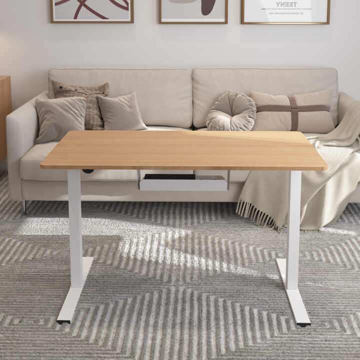 Töölaud ERGO 1-mootoriga 120x60xH73-121cm, tamm/valge Kontorimööbel ERGO