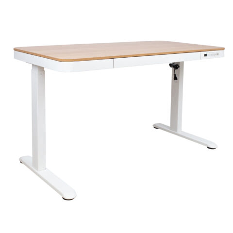 Töölaud ERGO 1-mootoriga 120x60xH72-121cm, tamm/valge Kontorimööbel ERGO
