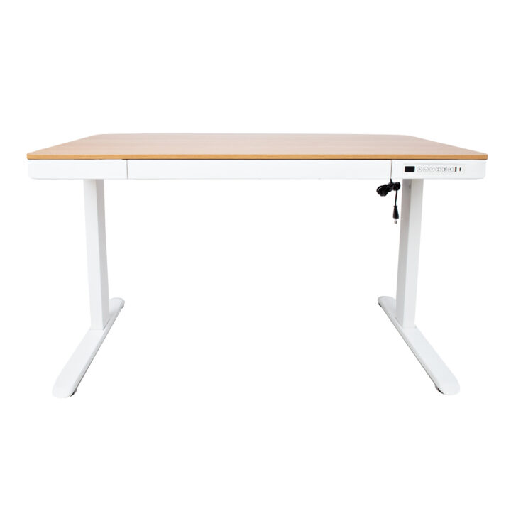 Töölaud ERGO 1-mootoriga 120x60xH72-121cm, tamm/valge Kontorimööbel ERGO