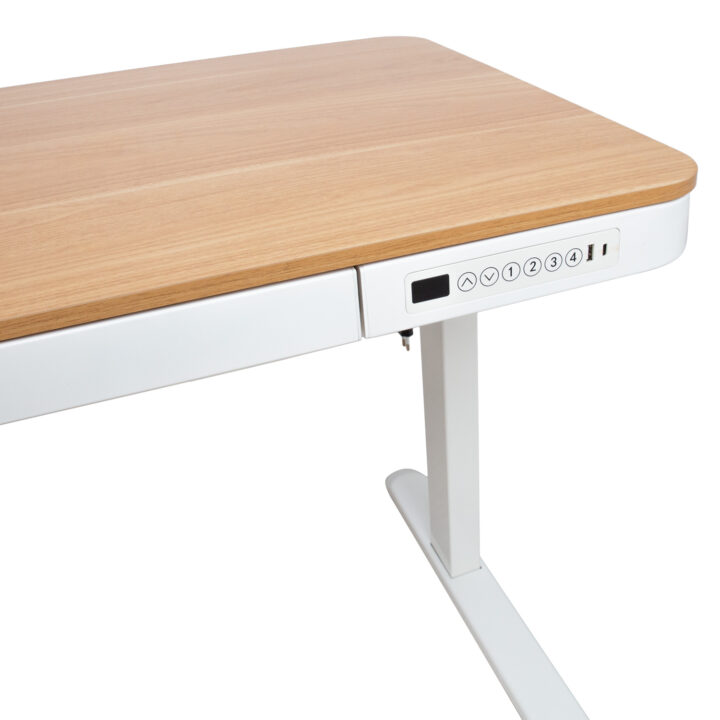 Töölaud ERGO 1-mootoriga 120x60xH72-121cm, tamm/valge Kontorimööbel ERGO