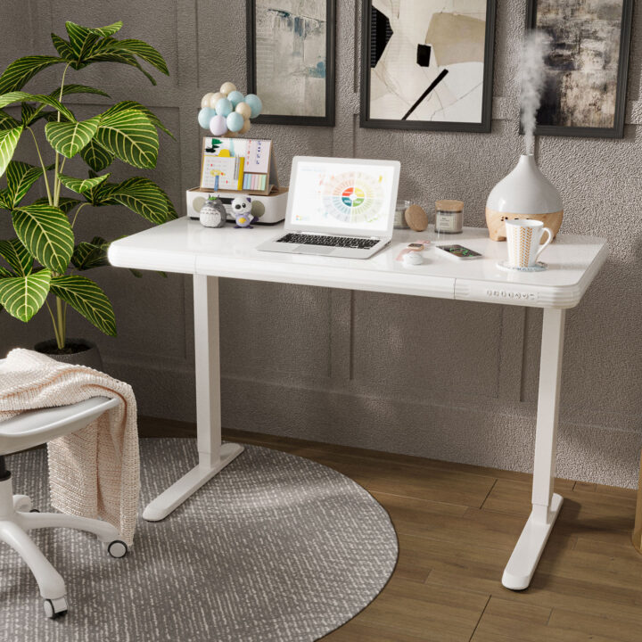 Töölaud ERGO FIT 1-mootoriga 122x62xH73,5-118cm, valge Kontorimööbel