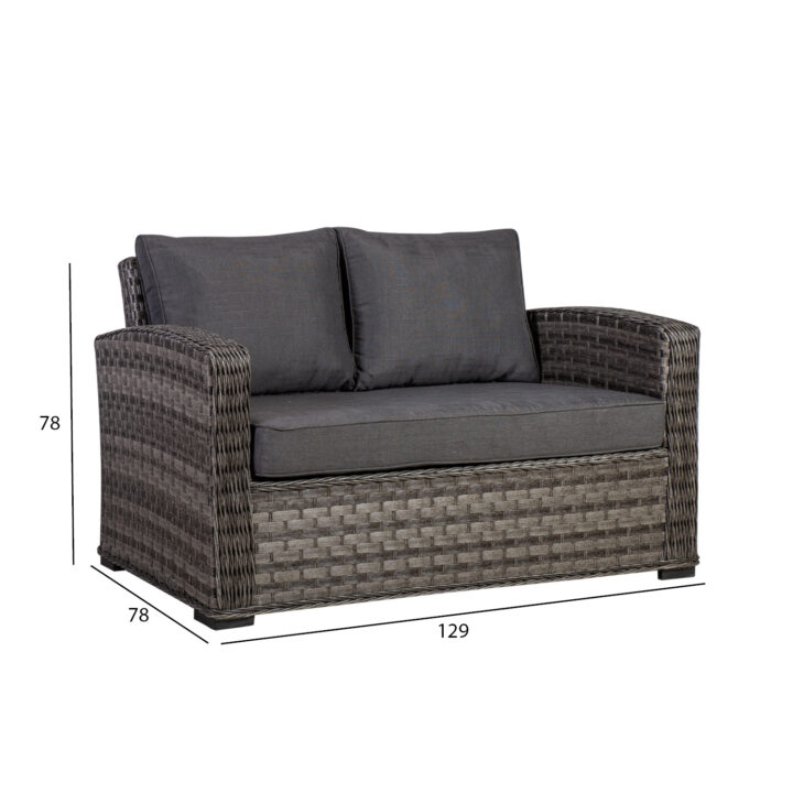 Diivan GENEVA 2-kohaline 129x78xH78cm, hall Aiadiivanid ja komplektid Diivanikomplektid