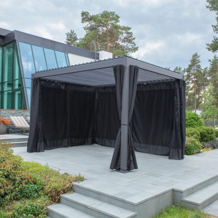 Polüesterkardinad varikatusele MIRADOR-111 3x4m, must Varikatused ja aiatelgid G07-100 Varikatused ja aiatelgid