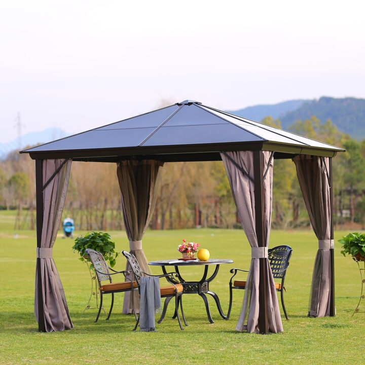 Varikatus SUNSET 3x3xH2,67m, pruun/taupe Varikatused ja aiatelgid Garden