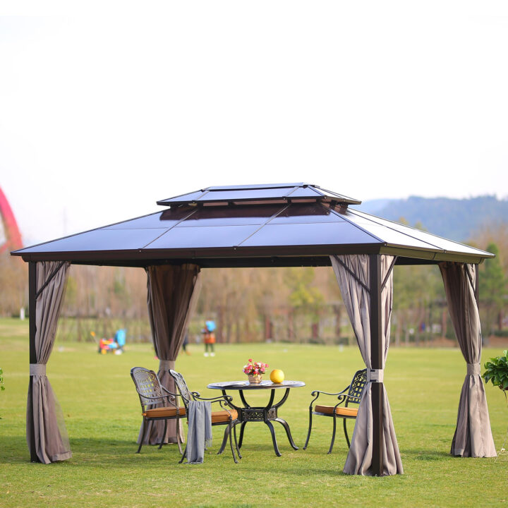 Varikatus SUNSET 3x4xH2/2,7m, pruun/taupe Varikatused ja aiatelgid G07-100 Varikatused ja aiatelgid