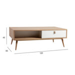 Diivanilaud HELENA WHITE 120x60xH40cm, MDF naturaalne/valge Diivanilauad ja abilauad Diivanilauad ja abilauad