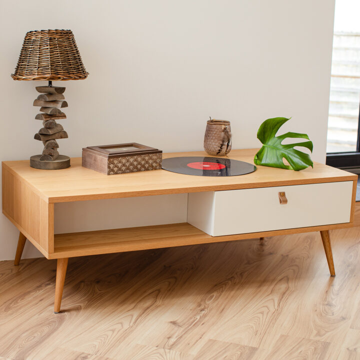 Diivanilaud HELENA WHITE 120x60xH40cm, MDF naturaalne/valge Diivanilauad ja abilauad Diivanilauad ja abilauad