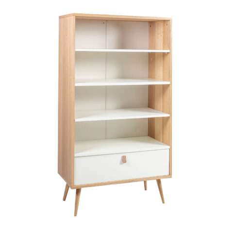 Riiul HELENA WHITE 80x40xH140cm, MDF naturaalne/valge Elutoamööbel Elutuppa jõuludeks