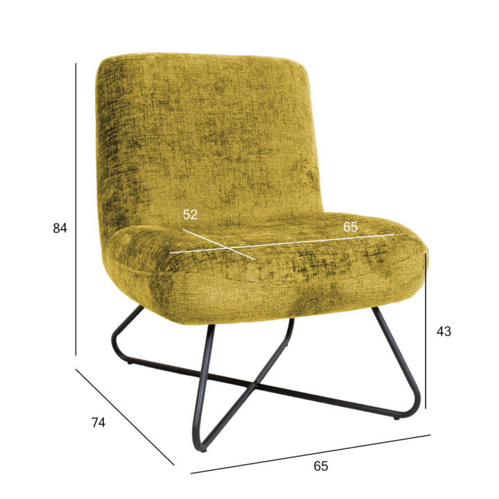Tugitool FARICA 65x74xH84cm, kollane Elutoamööbel Tugitoolid ja kiiktoolid