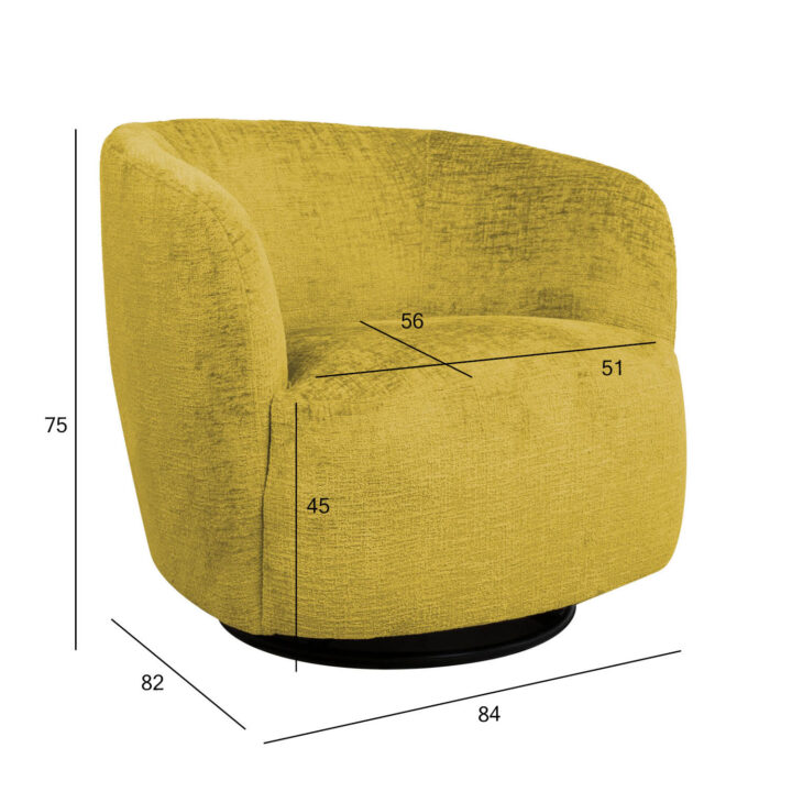 Tugitool MANUELA 84x82xH75cm, kollane Elutoamööbel Tugitoolid ja kiiktoolid