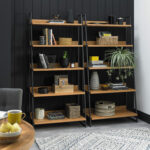 Riiul INDUS 90x43xH190cm, tamm Söögituba H02-400 Vitriinkapid